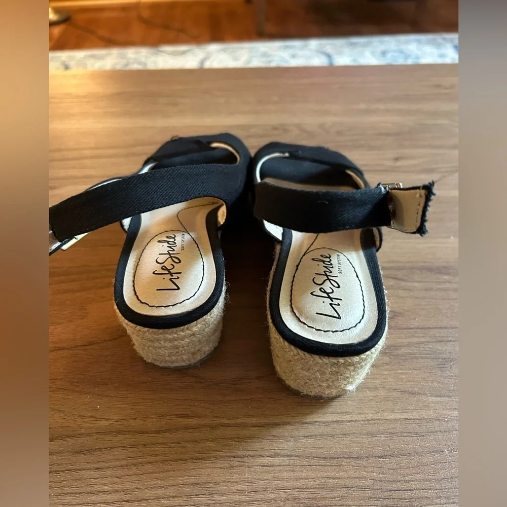 LifeStride espadrilles sz 5 black, Flex Soft System, dressy casual, chic, beach
